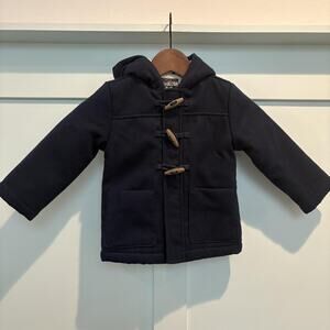 OshKosh Jacket Toddler Boys 2T Navy Blue Hooded Toggle Coat Sherpa Lined Warm
